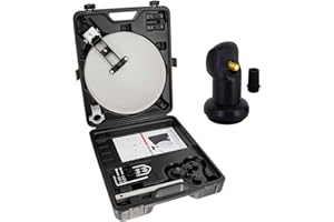 PremiumX Camping SAT Anlage Satellitenschüssel Single LNB Tischhalter Masthalter Saugfuß im Koffer Camp Zubehör