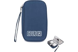 NCOALE Kabeltasche, Elektronische Tasche Organizer Tragbare Wasserdicht Kabelorganizer Ladekabel Tasche, für USB Sticks Ladekabel Powerbank SD-Karte Reise Zubehör (Blau)