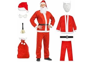 COSTUMED 8 in 1 Set Weihnachtsmannkostüm & Nikolauskostüm - Santa Costume - für Weihnachten - Kostüm für Nikolaus - Weihnachtsmann - Santa Claus - Herren & Erwachsene