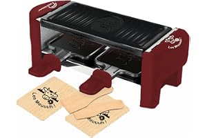 LITTLE BALANCE 8940 Raclette Duo Meuuh...!, 1/2 personers raclettemaskin, avtagbar grill, 2 spatlar + 2 brädor, PFAS-fri, non-stick, 320 W, chilipeppar