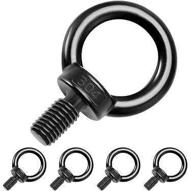 Viti Occhiello Acciaio M8 In Acciaio Inox 304 - 12 Pezzi Con Occhiello Nero Per Appendere E Fissare Viti Ad Anello - 12