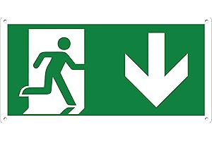 pubblimania ISSUE DE SECOURS | Panneau en aluminium métal 3 mm d'épaisseur (Cm 29x14,5) (flèche en bas)