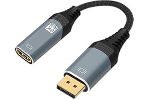 ConnBull DisplayPort to HDMI Adapter 8K, Uni-Directional DP 1.4 to HDMI 2.1 Screen (Male to Female) Cable Support 8K@60Hz/4K@120Hz Display for HP, Dell, AMD, NVDIA, (Not Compatible with PS5), 25cm