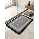 Banyo Paspası S&uuml;per Su Emici Kaymaz Tabanlı Dikd&ouml;rtgen Diatomit Paspas 60x40cm Gri