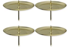 MIK FUNSHOPPING 4-częściowy zestaw podstawek pod świece do wieńca adwentowego z metalu, świecznik z trzpieniem (średnica talerza: 80 mm, złoty)