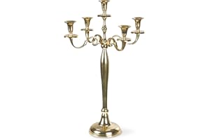 Gräfenstayn Candelabro portacandele 1, 3 o 5 Bracci - Varie Misure - candelabro Color Argento, Nero, Bianco od Oro (L, Oro)