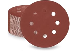 LESNIC 320 Grit Sanding Discs 50 pcs, 125mm Sanding Sheets 5in 8 Holes Pads Hook and Loop for Orbit Orbital Sander and All Oscillating Tools