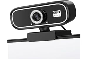 LINTERNGO Webcam Full HD, 1080P Webcam mit Mikrofon, 110° Streaming Kamera mit Automatische Lichtkorrektur, USB Kamera Plug & Play, Rauschunterdrückung, Für Skype, FaceTime, PC, Konferenzen