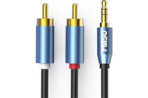 MillSO RCA do Jack Kabel Stereo Audio Aux 3.5mm Jack do 2 Chinch RCA Y Kabel (pozłacana metalowa wtyczka, podwójne ekranowanie) - 10M