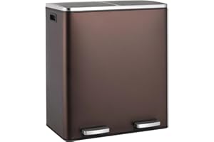 LIFERUN kosz na śmieci 2 komory, kosz na odpady do kuchni 60L (2x 30 litrów), z miękkim zamknięciem, z metalu, 2 sztuki koszy wewnętrznych z tworzywa sztucznego, powłoka antyodblaskowa, matowe