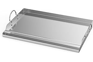 Onlyfire Piastra per Barbecue Universale in Acciaio Inox per Barbecue a Gas e Carbonella, Piastra per Griglia Grande per Cucinare e Campeggiare All'aperto, 63.7 x 40.5 x 7 CM