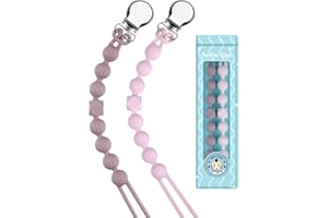 Yolnkos Catenella Portaciuccio Silicone Ciuccio Clips Catena Succhietto Catenelle per Ragazzi Ragazze Regalo per Baby Shower Deisgn a Pezzo Unico 2 Pezzi(Saggio,Viola)