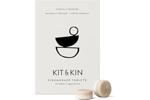 Kit & Kin Dishwasher Tablets 30 Tabs | Fragrance Free & Naturally Derived | Recyclable Plastic-free Packaging