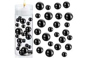 NOLACE Perle D'Imitazione, 150 Pezzi Perline Galleggianti Riempitivo Vasi Perline Lucide Senza Foro Dimensioni Miste Perline Sfuse Plastica Per Creazione Di Gioielli Fai-Da-Te 8/14/20 Mm (Nero)