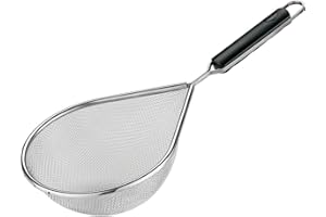 Paderno Colapasta, Colatutto, per scolare Pasta, Verdure, con Manico Lungo e Gancio, Acciaio Inox, Lavabile in Lavastoviglie, Dimensioni 22x18 cm