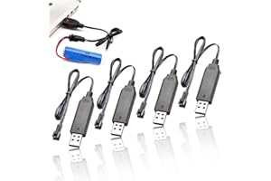DHINKYOUNG 4 Pcs RC Car Battery Charger 3.7V Drone USB Charger Cable for RC Car Child Toy Car, with SM-2P Connector Plug, Lithium Battery USB Charging Cable for NiCd/NiMH/LiPo Batteries with LED Indicator