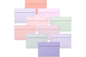 MATICAN Enveloppes C6 – Lot de 50 Enveloppes A6 Colorées, 114 x 162 mm, 10 Couleurs Pastel Douces et Rêveuses, Idéales pour Mariages, Anniversaires, Remerciements et Faire-Part
