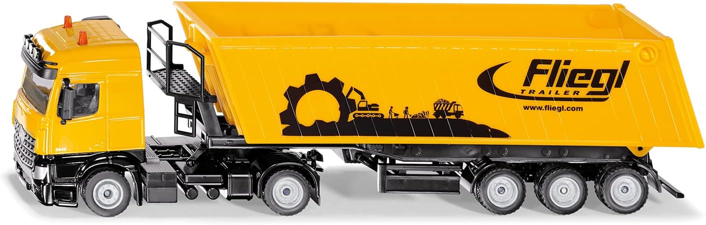 siku 3537 Camión con remolque volquete, Caja inclinable, 1:50, Metal/Plástico, Amarillo