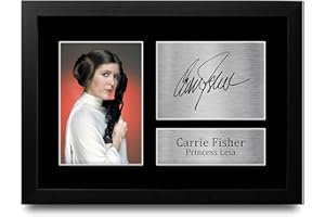 HWC Trading FR Carrie Fisher Gift Signed FRAMED A4 Printed Autograph Star Wars Gifts Print Photo Picture Display