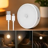 VIVALUXE Pringo Hareket Sens&ouml;rl&uuml; LED Gece Lambası, USB Şarjlı, Manyetik Kablosuz Dolap İ&ccedil;i Aydınlatma, 3 Modlu, 140&deg; PIR Sens