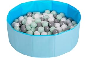 Selonis Piscina Plegable Con Bolas Coloridas De 100 Bolas, Azul:Blanco/Gris/Menta