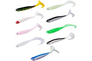 RICKMASK 9PCS Gummiköder Set Kunstköder Köder Gummifische Kit Angelköder Süßwasser Salzwasser Fischen Geschenk für Männe