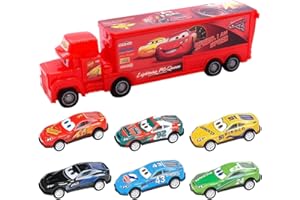 LGQHCE MccQueen Cars Toys, 7PCS MccQueen Toy Truck Mini Play Vehicle Car Vehicles Friction Powered Push Pull Back Cars Mini Car Model Toy Truck for Kids Birthday Gifts