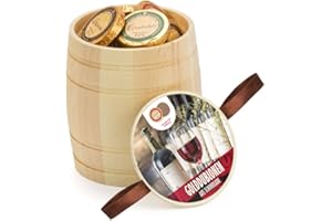 GENERICO DreiMeister | Botte Legno Dobloni Cioccolato Latte e Fondente Provenienti 6 Origini Differenti - 192 Gr | 24 Cioccolatini | Scatole Cioccolatini Regalo