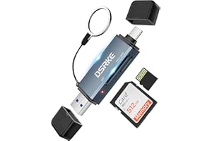 DSRKE SD Kartenleser, Kartenlesegerät USB C/USB3.0, Highspeed SD Kartenleser USB C für SD/Micro SD/TF/SDXC/SDHC/MMC, kompatibel mit iPhone 15 Pro Max, iPad Pro/Air/Mini, MacBook Pro/Air, Galaxy S21
