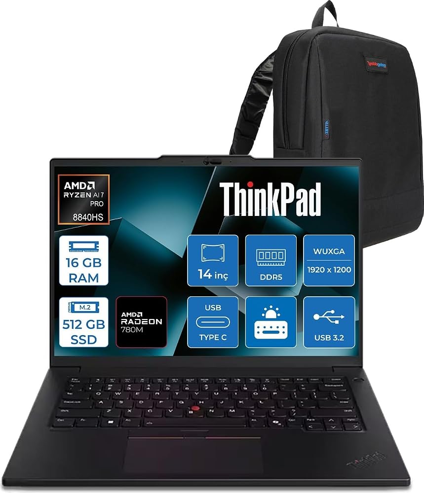 Lenovo Thinkpad P14S Gen 5 Amd Ryzen™ 7 Pro 8840HS 5.1GHz 16GB Ddr5 512GB SSD Amd Radeon 780M 14" Wuxga IPS 400NITS Freedos Taşınabilir Bilgisayar 21MFS2MQ00F01 + Zettaçanta