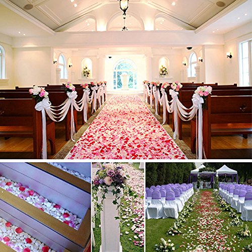 QUMAO 2000 Stück Rosenblätter künstlich Rosenblüten Rosen Blatt Blumenblätter aus Polyester Seide Kunstblumen für Hochzeit Feier Deko, Valentinstag romatische Überraschung (Rot) - 3