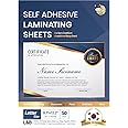 No Heat Laminating Sheets Self Sealing A4 Size, (23 x 30 cm), 50 Sheets, 100 Micron Thickness, No Machine Self Adhesive Laminating Sheets [Letter Size] by HA SHI