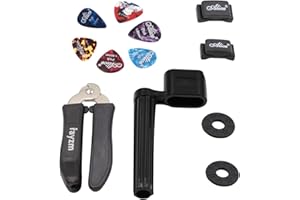 Rayzm Enrouleur de cordes de guitare/Extracteur de broche de pont,Coupe-cordes /6 pcs Médiators de guitare celluloïd,Serrures de sangle de guitare en caoutchouc,Support de médiator non adhésif guitare