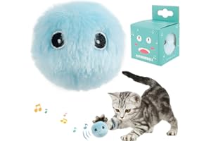 Relax love Jouet pour Chat interactif, avec Les cris des Oiseaux, Grenouilles et grillons, Balles pour Chats en Peluche chasser(Bleu (Son de Grenouille))