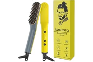 Axceed Piastra per Barba Capelli Uomo, 2 In 1 Spazzola Elettrica, Pettine per Viaggi/Affari e per Lo Styling Lunga e Corta ,con Temperatura Regolabile