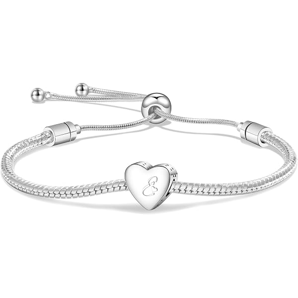 JeweBella Bracciale Con Iniziale Personalizzato Per Donna – Doppio Giro Regolabile, Cuore In Acciaio Inossidabile, Placcato Oro O Argento, Con Sacchettino