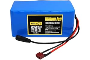 BDBLFLTZ 60V batteria agli ioni di litio, 60V 30Ah 16S2P batteria agli ioni litio, con BMS + 67.2V 2A caricabatterie, per 500W-800W motore E-Bike bicicletta elettrica Scooter T