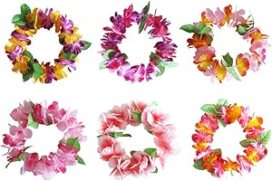 Toyvian 6pcs coloré Fleur hawaïenne Guirlande Bandeau Coiffe Hawaii Luau Couronne Tropicale Couronne Accessoires de fête (aléatoire)