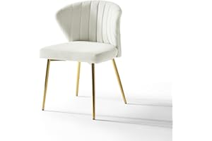 HULALA HOME Chaise Salle a Manger en Velours,Chaise de Coiffeuse Moderne,Chaise Coiffeuse Chambre,Pieds en Métal Doré de Chaise Cuisine,Convient au Salon, Salle à Manger,Chambre,Blanche
