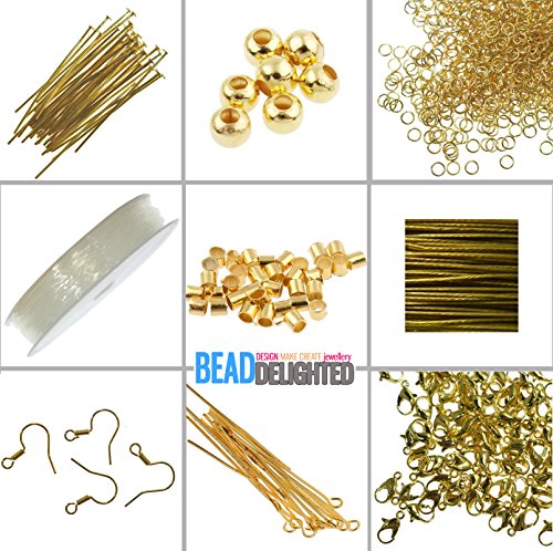 Jewellery Making Starter Kit with Gold Plated Findings and Threads
