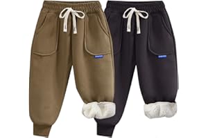 ACMEDE 2 Pezzi Ragazzi Ragazze Pantaloni Sportivi in Pile Inverno Casual Foderato in Pile Pantaloni della Tuta Bambino Bambini Addensare Pantaloni da Jogging Polsini Elastici 1-11 Anni