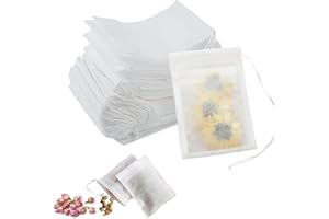 RTINLE Sacchetti Bustine Tè in Tessuto Monouso (100 Pezzi), Sacchetti filtranti per tè vuoto per cucine, tè, caffè, spezie (6 * 8 cm)