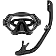 JRing Dry Snorkel Set Panoramic Wide View & Anti-Fog Snorkelling Gear Professional Top Snorkel Package for Adults