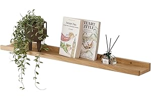 Gieanoo Pływająca półka, 60 cm rustykalna półka z litego drewna dębowego, montowana na ścianie, półka na zdjęcia z półką grzejnika, półka ekspozycyjna do salonu, kuchni, sypialni, łazienki