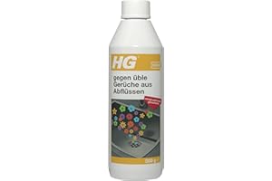 HG Gegen üble Gerüche aus Abflüssen, löst Schmutz und beseitigt Gerüche in Abflüssen, Rohrreiniger für Bad, Küche, Dusche und Waschbecken - 500 g