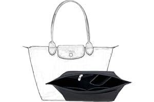 D.DUO Organizer per borsa, organizer multi-tasca in feltro, inserto pieghevole per organizer a portafoglio per Longchamp (Nero, Large)