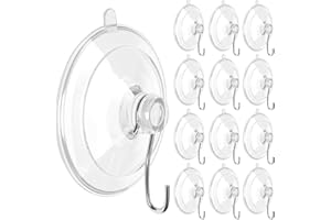 skytowards 12 Stück Saugnapf haken Set Ohne Bohren Saugnapfhaken Saughaken Saugnapf Wandhaken Transparent Starke Saugnäpfe mit Haken Vakuum Saugnapf Haken für Dusche Bad Küche Fenster