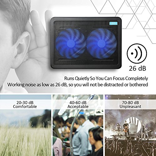 AVANTEK 17 Zoll Laptop K  hler Notebook Cooler St  nder K  hlpad K  hlmatte mit Dual 160mm L  fter  40 x 29 2 x 3 8cm 