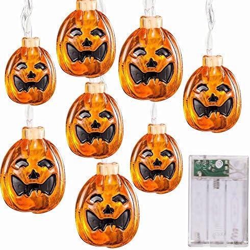 Halloween Decoration Lights, Battery Operated 20 LEDs Fairy String Lights Blue Bat Lights,6.6ft … (Warm White)