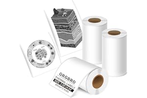 ORGBRO Étiquettes Autocollantes, 57mm × 3m Thermiques Adhésives Personnalisées Etiquettes pour Imprimante X3, Ruban d'étiquettes Continues pour Notes d'étude, Photo, Bureau, Maison, 3 Rouleaux, Blanc
